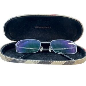 Burberry Eyeglasses Blue Black Polished Metal Full Rim Frame Italy 51[]20 135